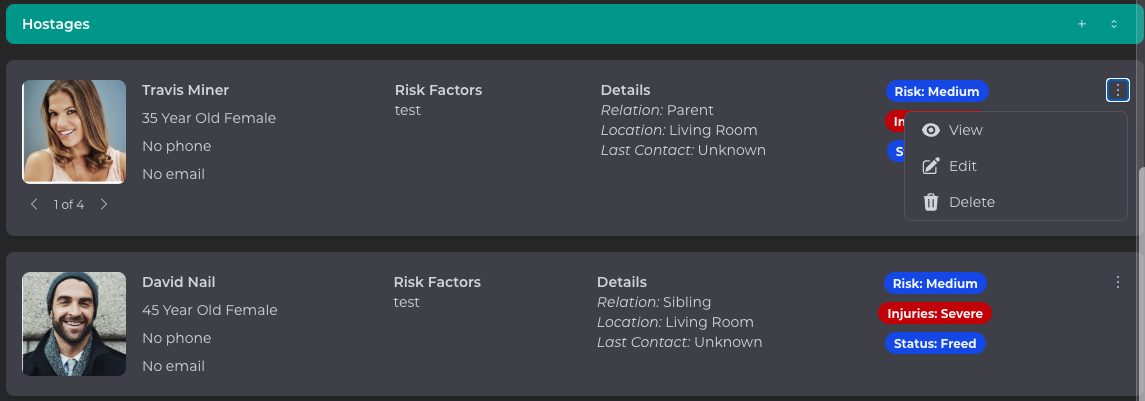 Hostage Tracking Board